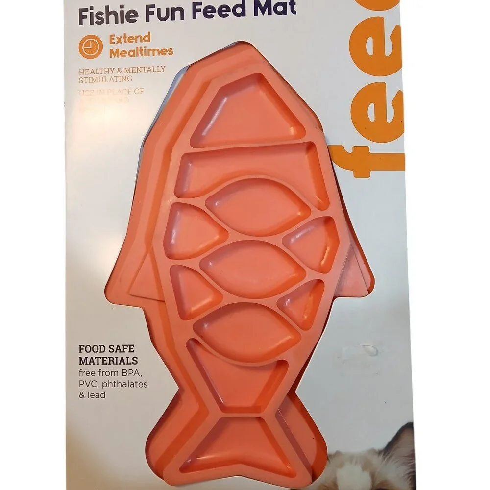 Orange Silicone Cat slow feeder bowl